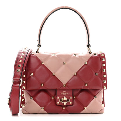 Valentino Garavani Nappa Medium Candystud Top Handle Bag Poudre Rubino 1 of 15