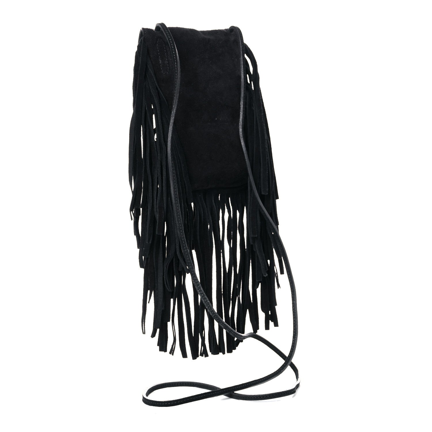 Saint Laurent Suede Fringe Toy Monogram Anita Crossbody Bag Black 3 of 12