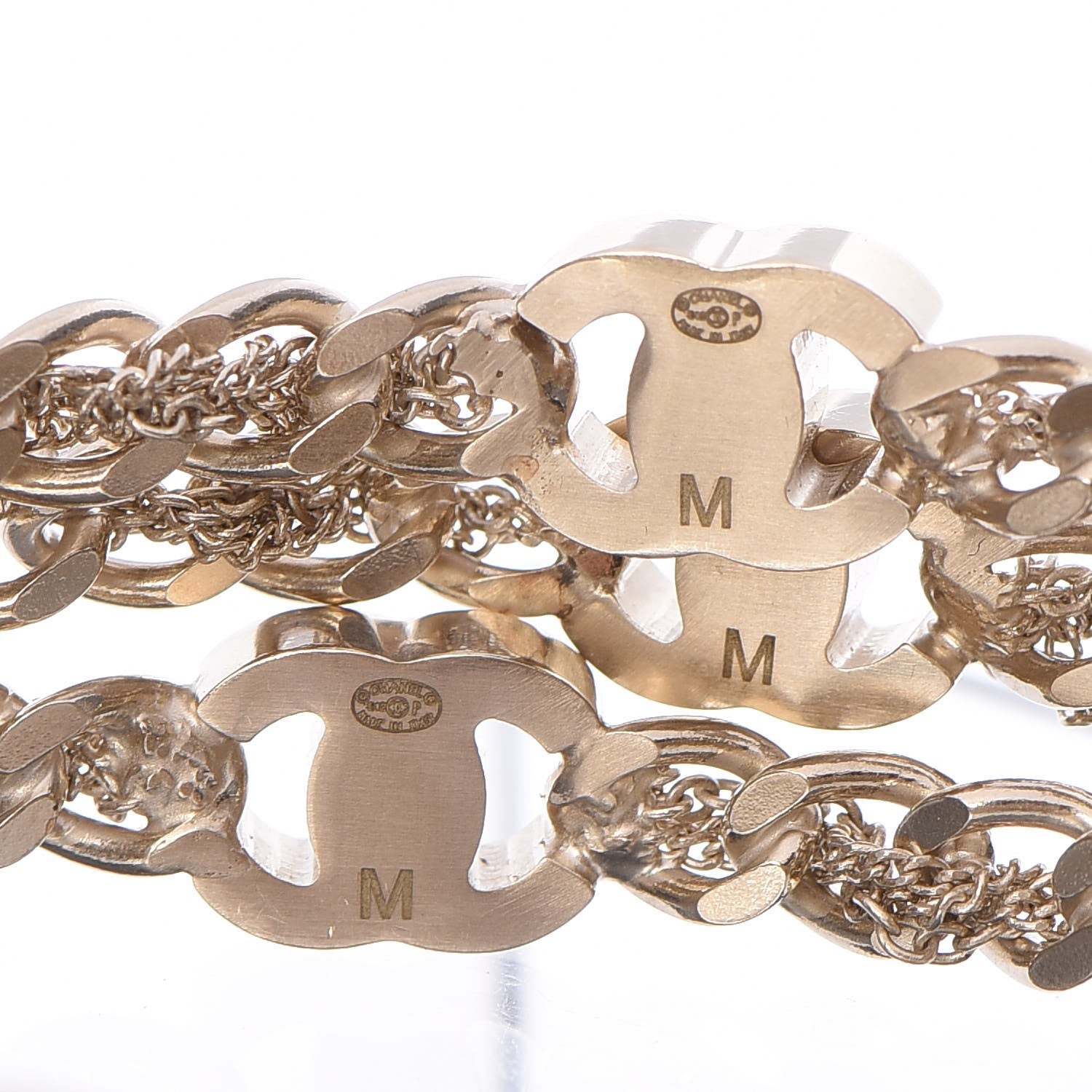 Chanel Chain CC Bangle Bracelets Set of 3 Gold M 4 of 5