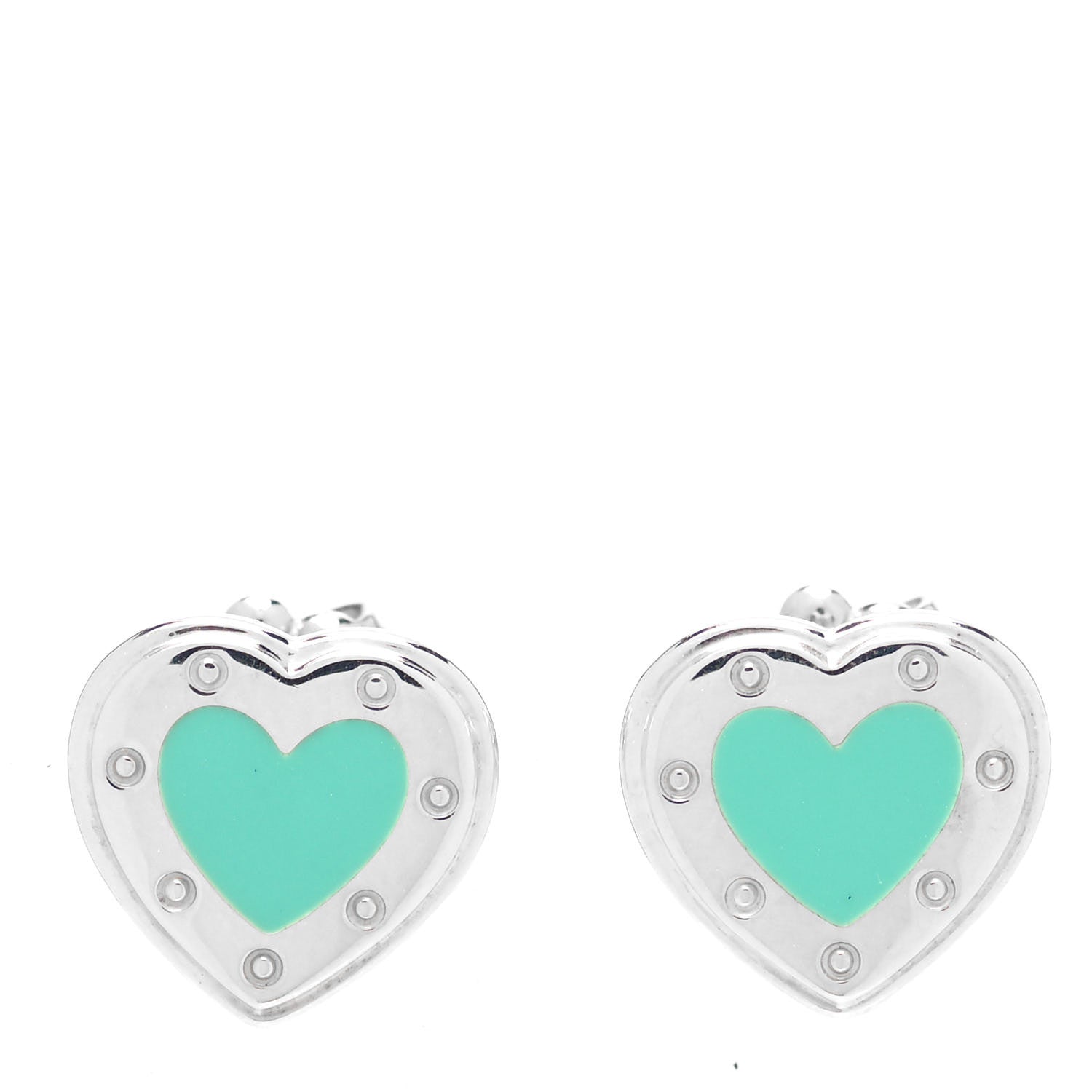 Tiffany Sterling Silver Enamel Mini Return to Tiffany Love Heart Earrings Blue 1 of 5
