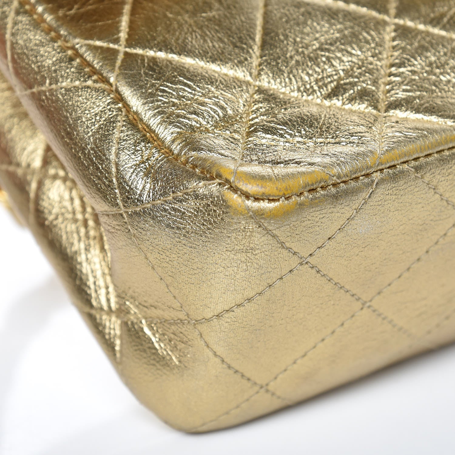 Chanel Metallic Lambskin Quilted Mini Square Flap Gold 8 of 14