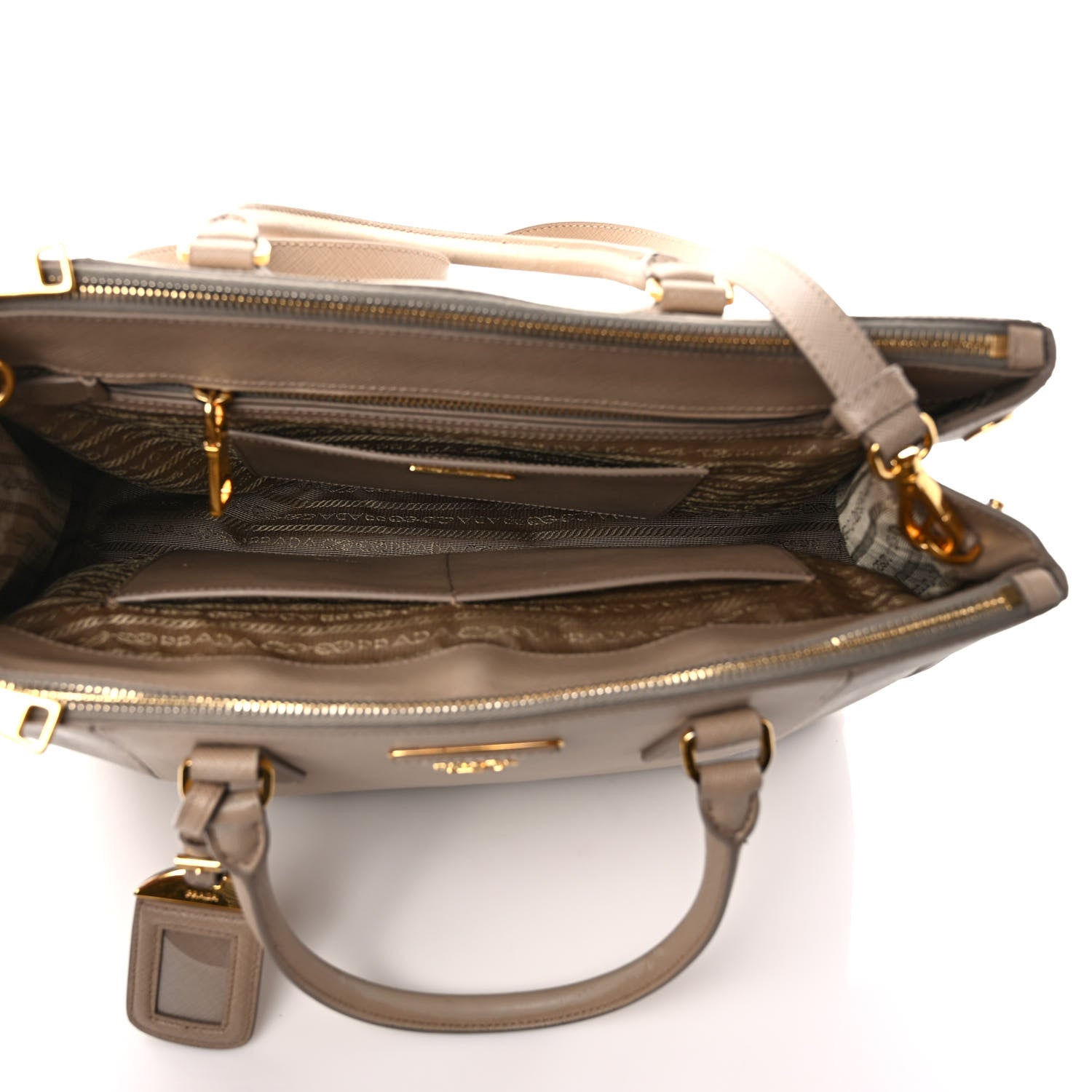 Prada Saffiano Lux Colorblock Medium Galleria Double Zip Tote Pomice Talco 5 of 10