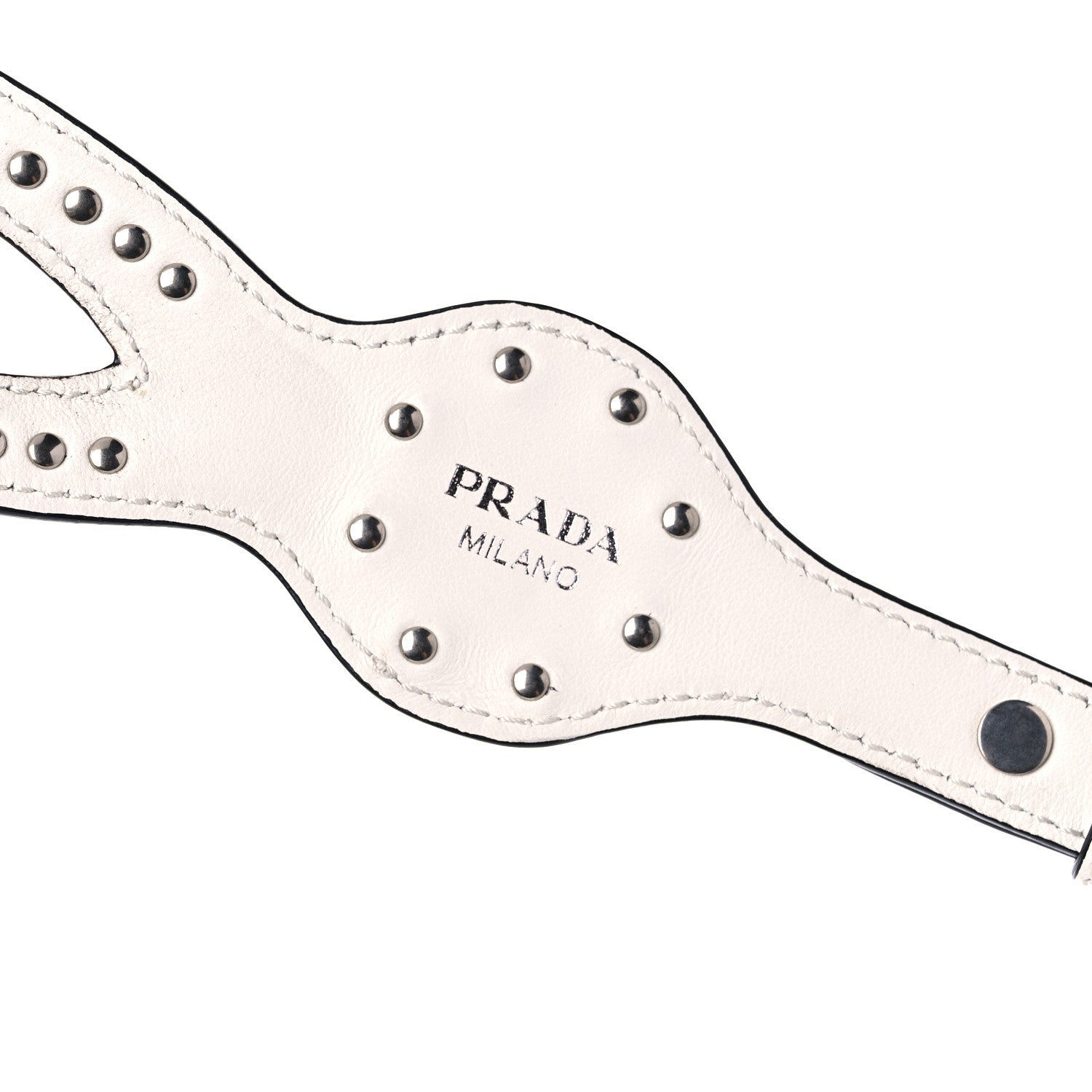 Prada Calfskin Studded Flower Shoulder Strap White 7 of 8