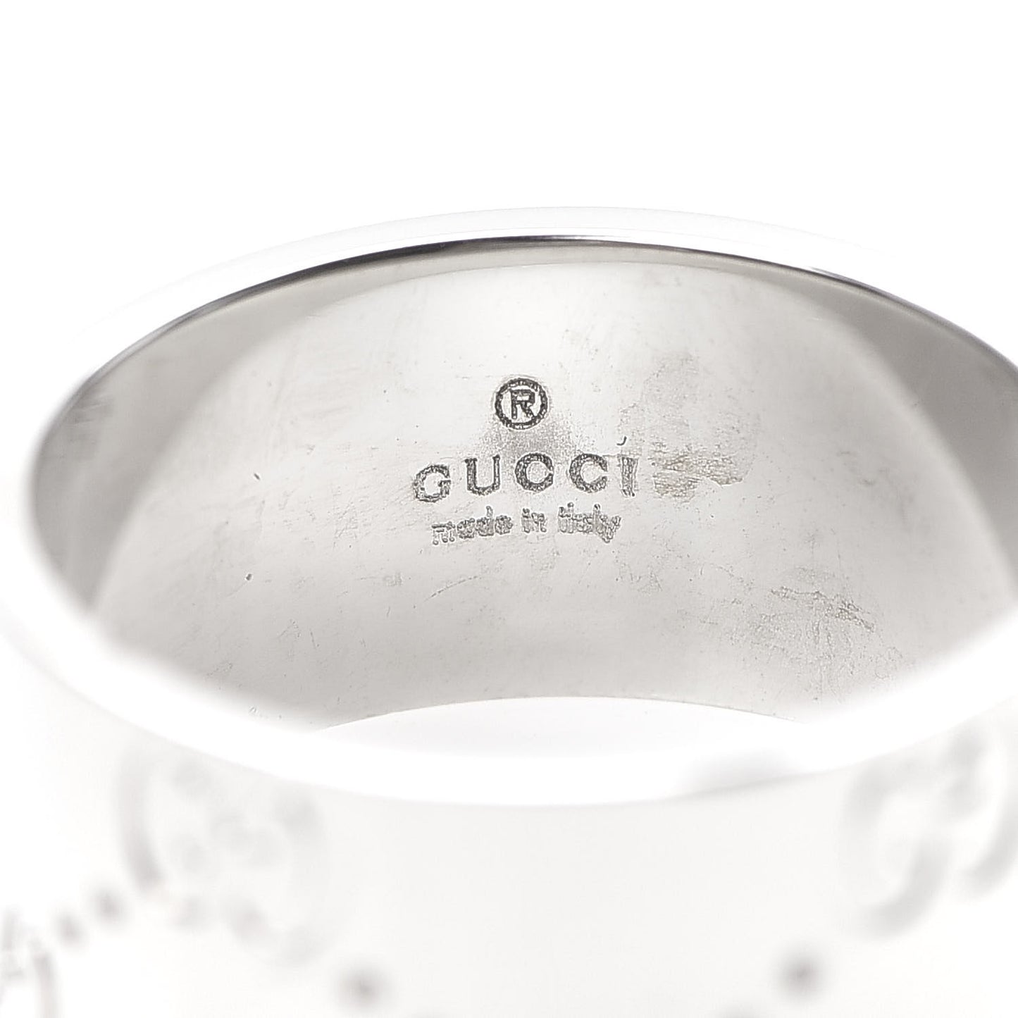 18K White Gold 9mm Icon Band Ring 54 6.75