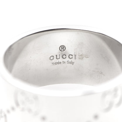 Gucci 18K White Gold 9mm Icon Band Ring 54 6.75 4 of 5