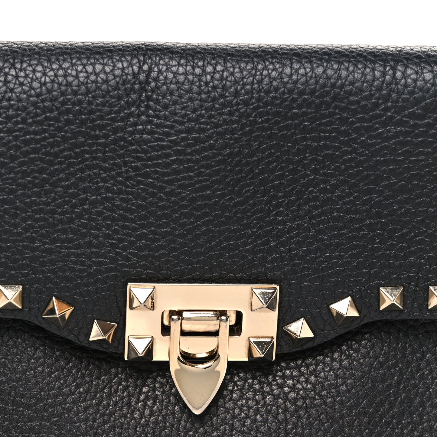 Pebbled Calfskin Medium Rockstud Flip Lock Crossbody Bag Black