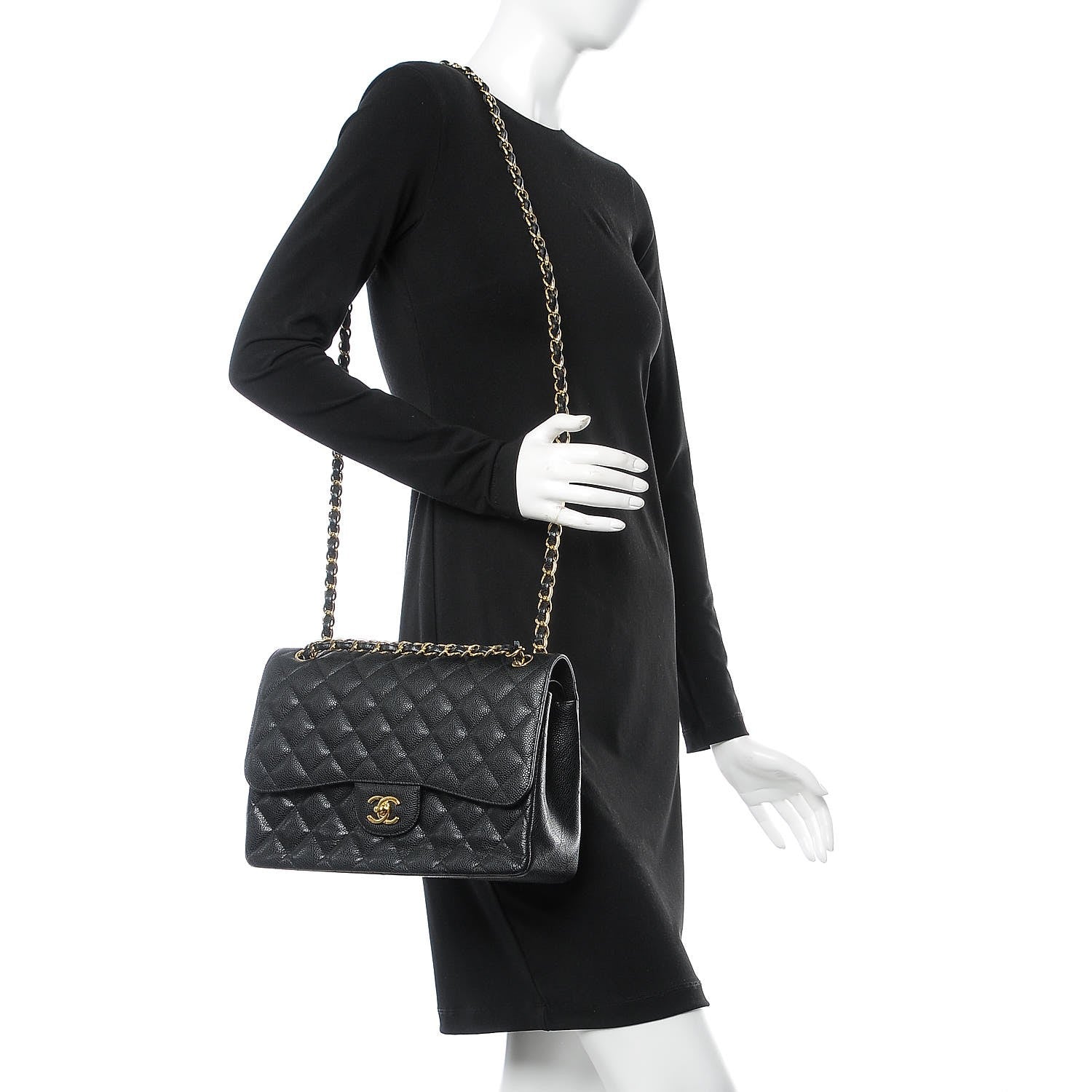 Chanel Caviar Quilted Jumbo Double Flap Black 3 of 9