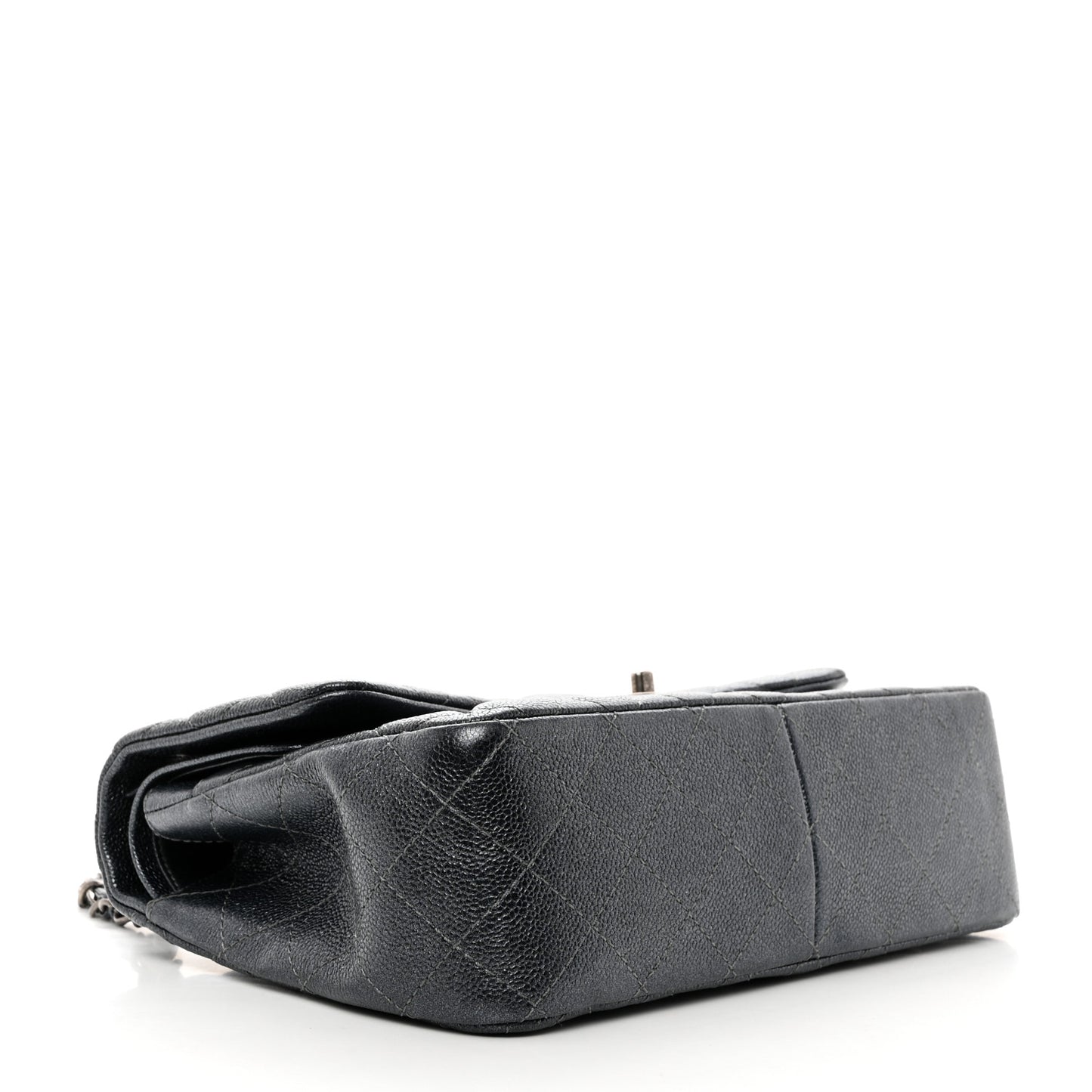 Metallic Caviar Quilted Jumbo Double Flap Dark Grey