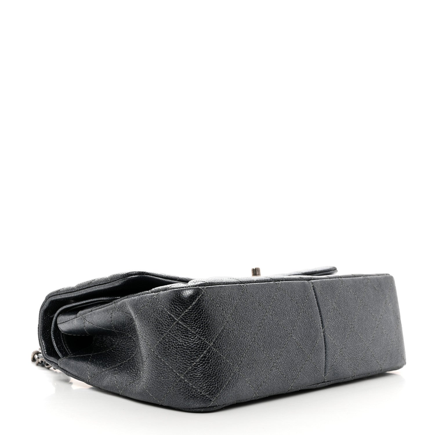 Chanel Metallic Caviar Quilted Jumbo Double Flap Dark Grey 4 of 14