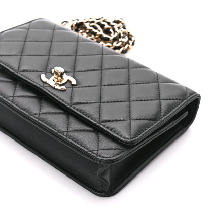 Chanel Lambskin Quilted Trendy CC Wallet On Chain WOC Black 12 of 13