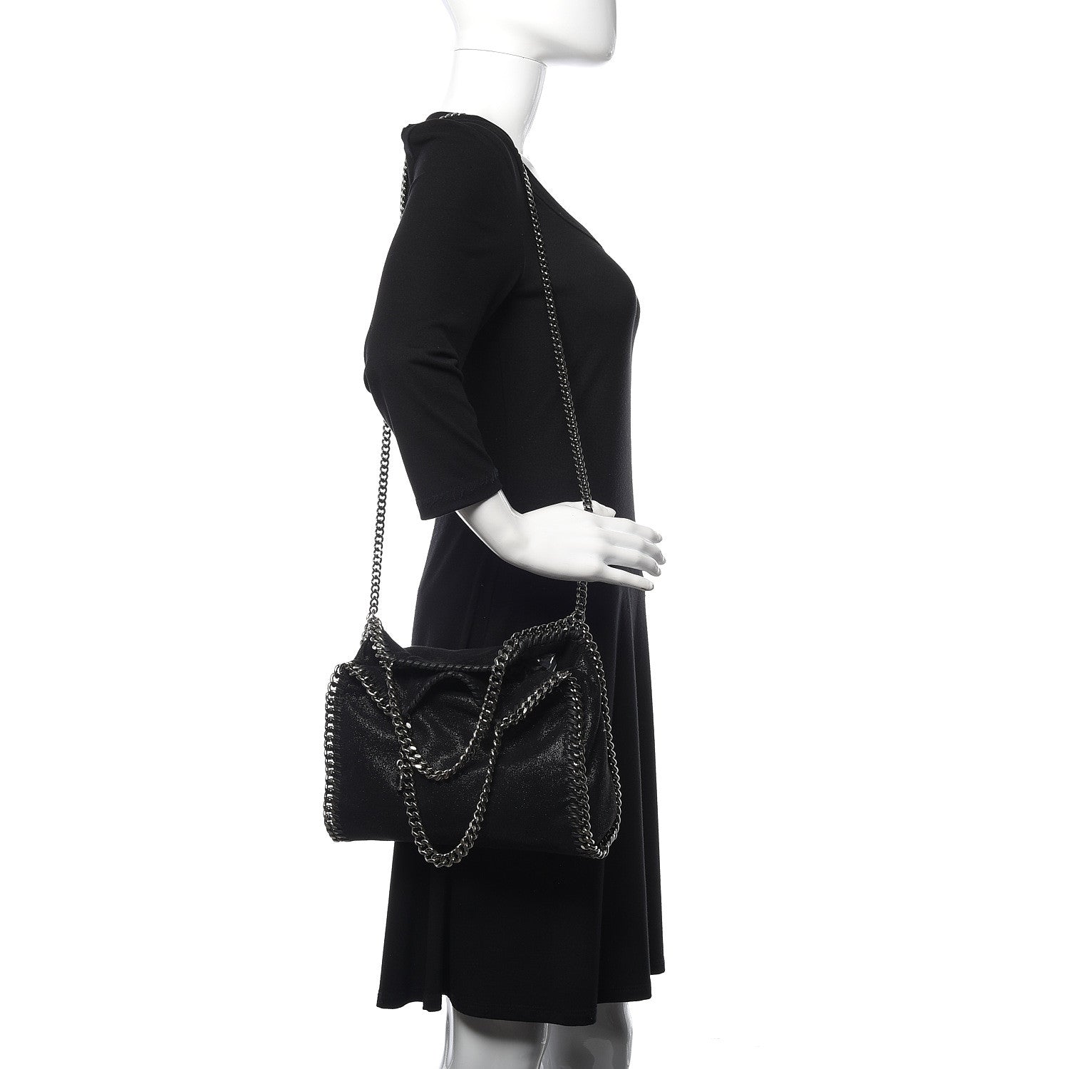 Stella McCartney Shaggy Deer Mini Falabella Fold Over Tote Black 2 of 9