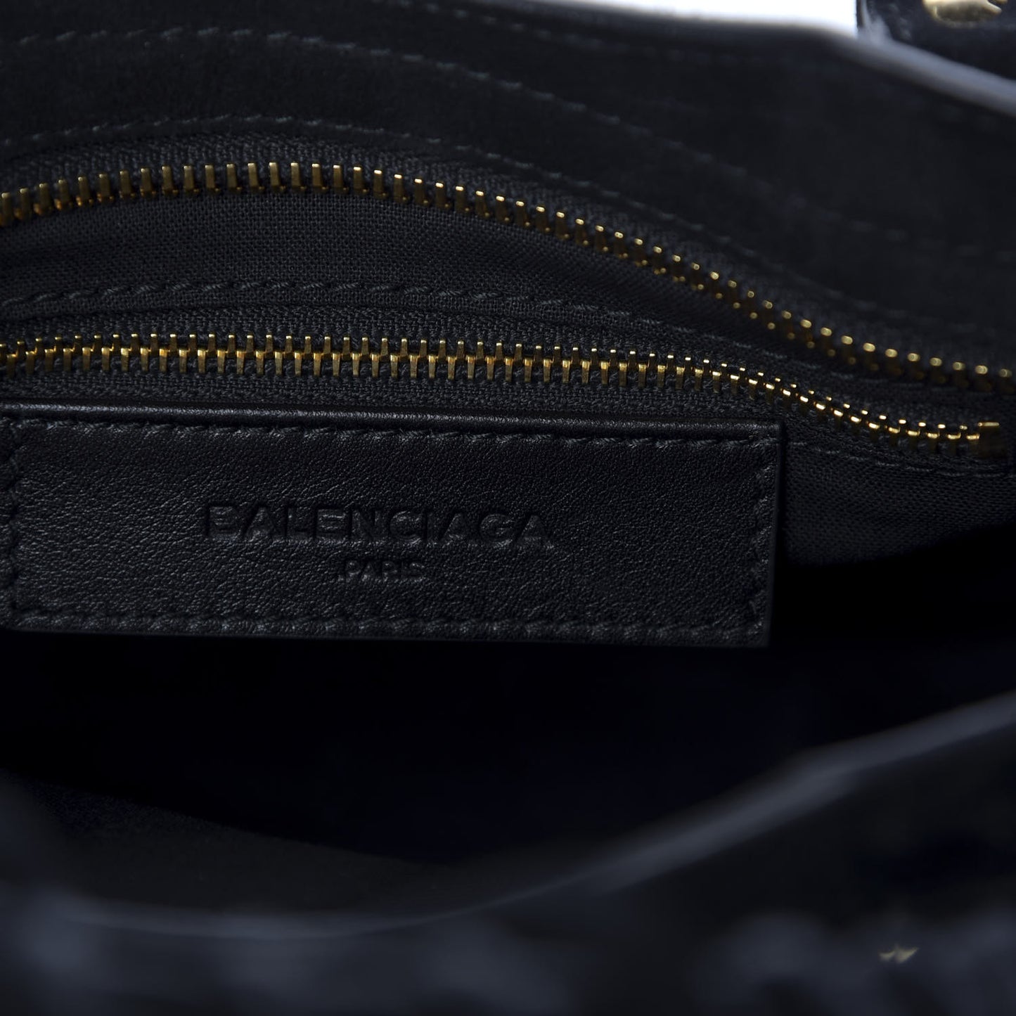 Baby Daim Suede Gold Metallic Edge Hardware Mini City Black