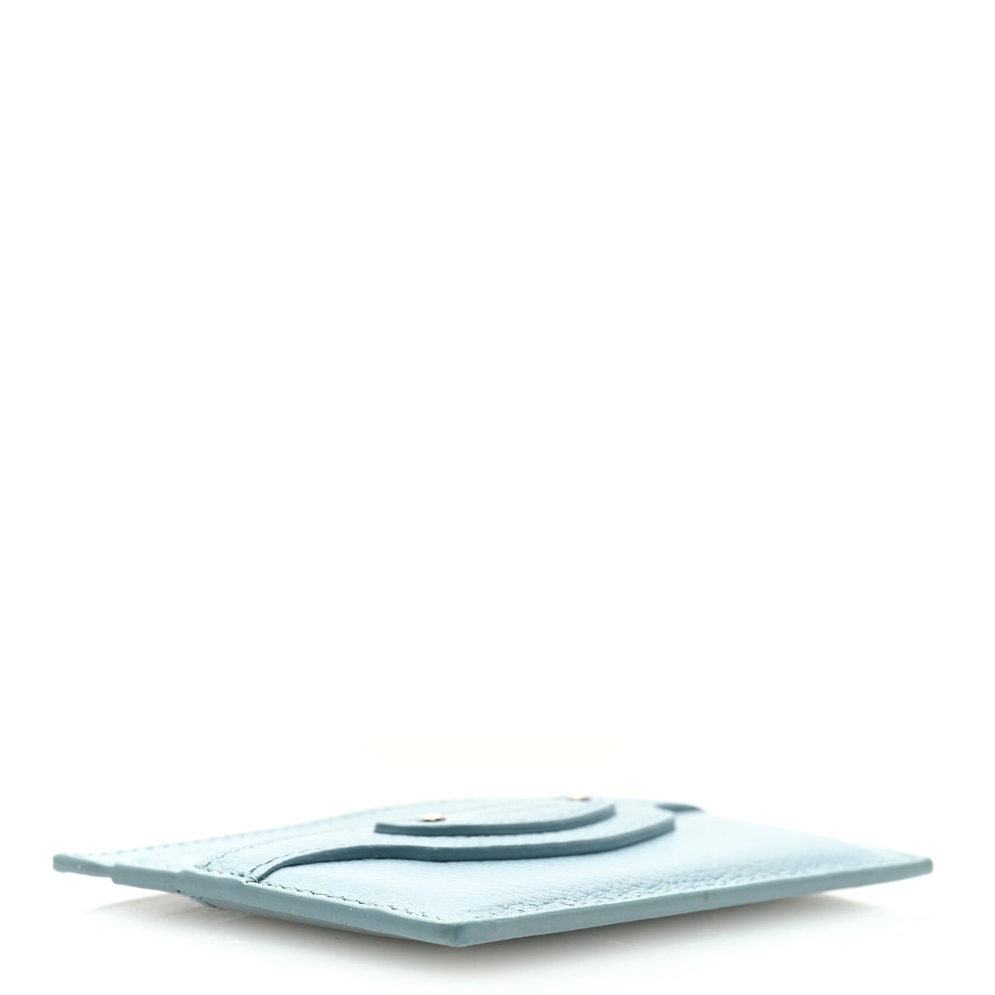 Grained Calfskin Neo Classic Silver Hardware City Card Holder Blue Grey