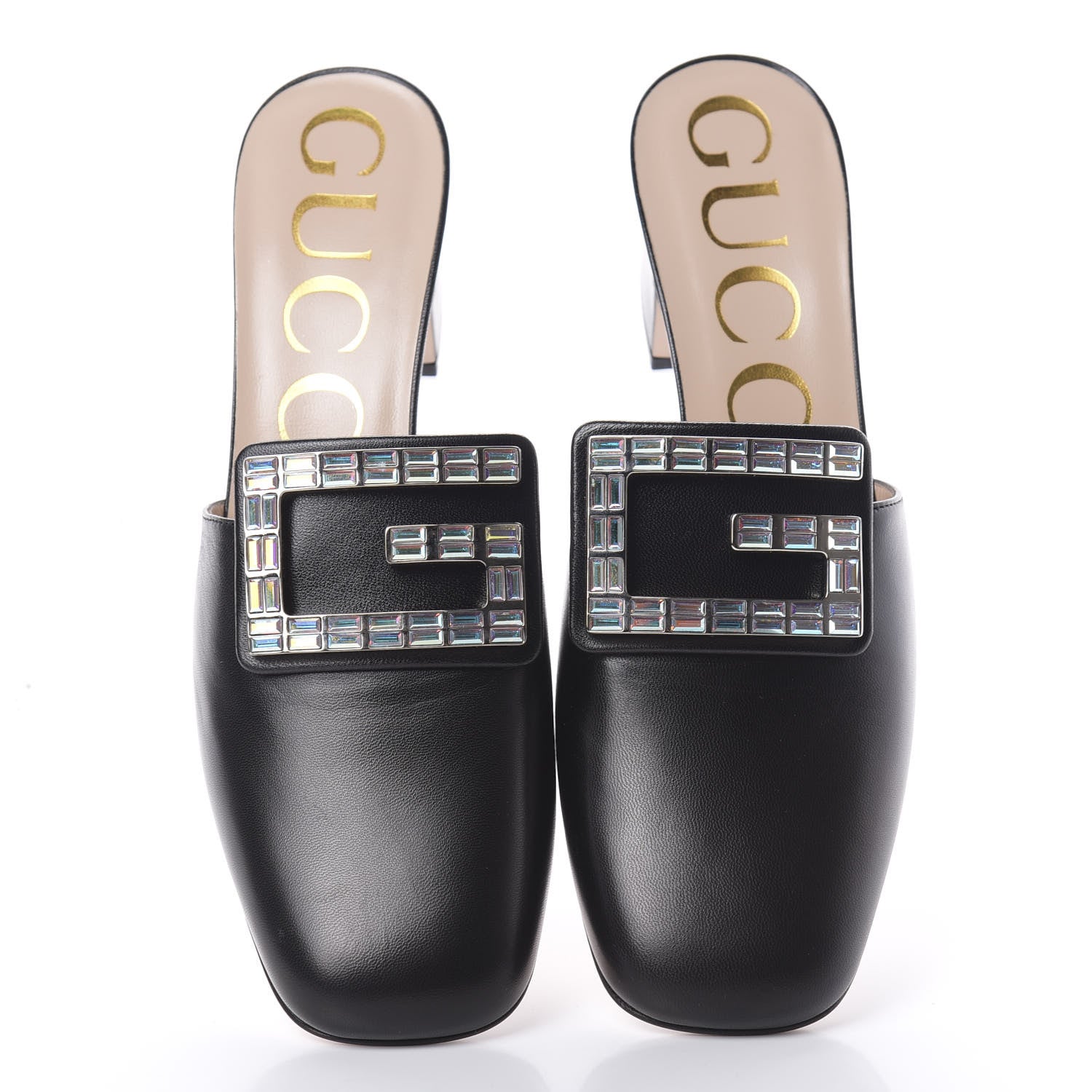 Gucci Malaga Kid Crystal Square G Madelyn 60mm Mules 37.5 Black 5 of 11