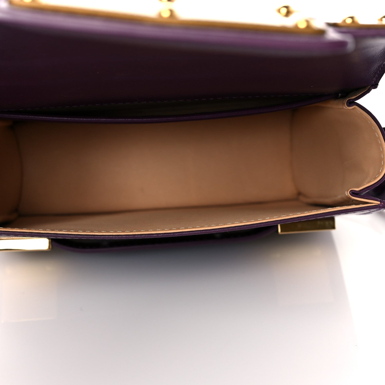 Delvaux Calfskin Mini Iron Shield Madame Crossbody Prune Antique Gold 5 of 11