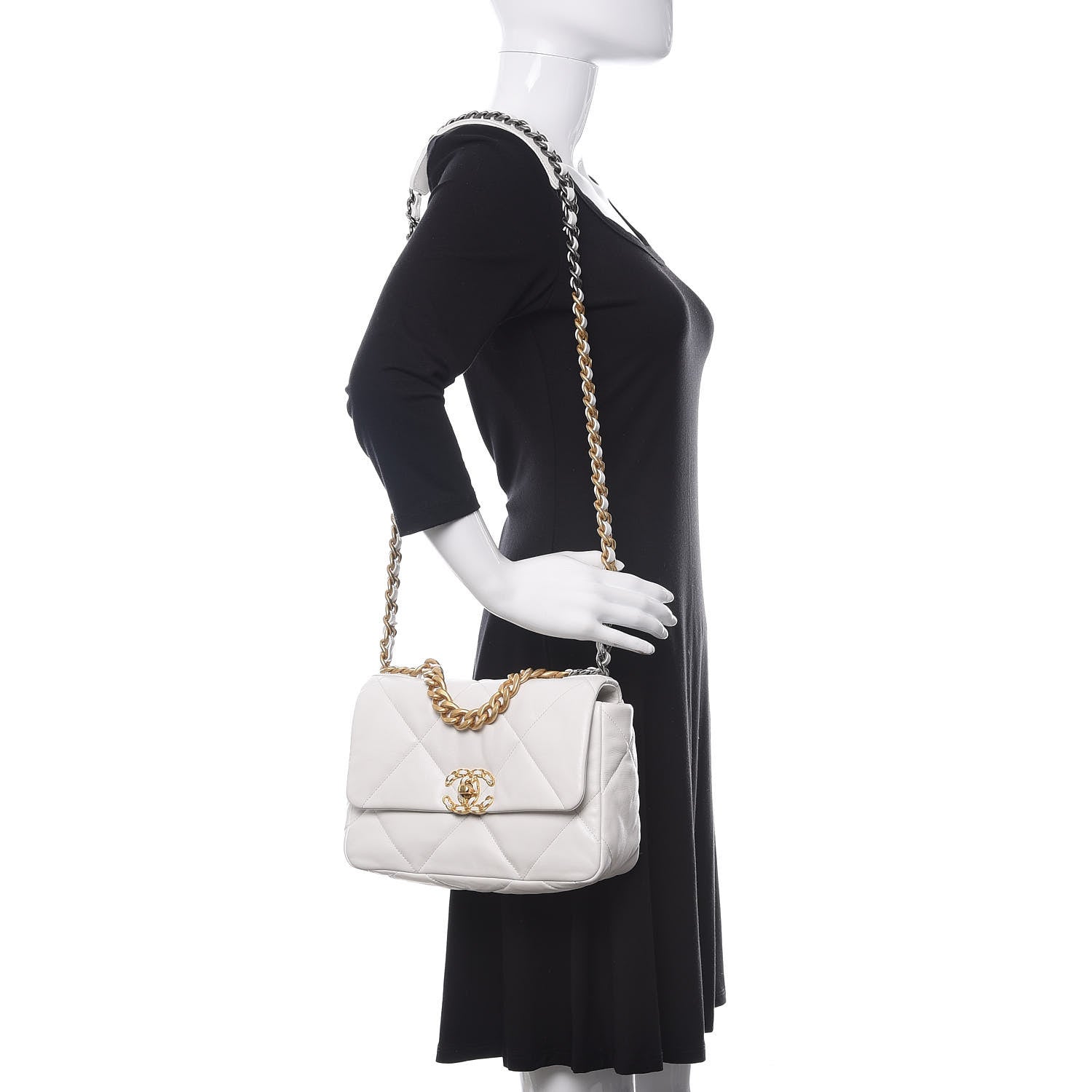 Chanel Goatskin Quilted Medium 19 Flap White 2 of 11