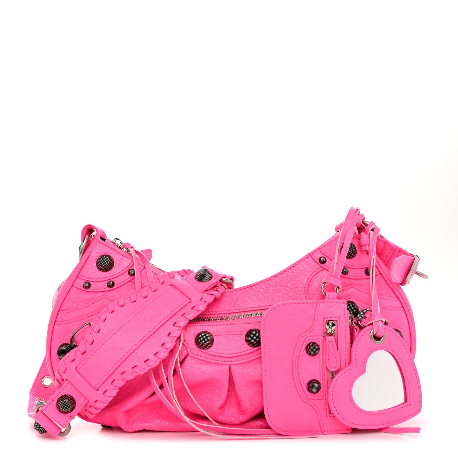 Balenciaga Agneau Arena Small Le Cagole Shoulder Bag Fluo Pink 1 of 10