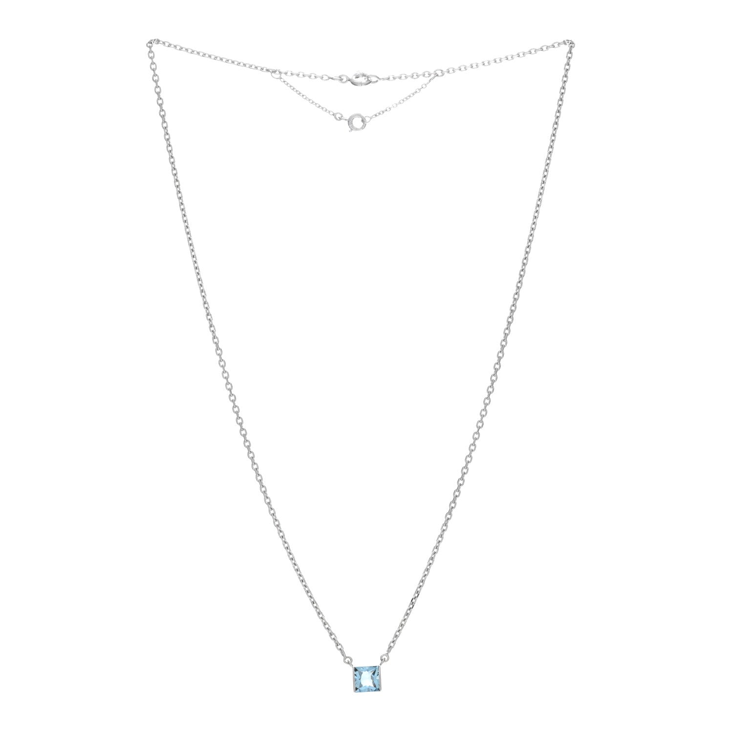 Cartier 18K White Gold Aquamarine Tank Pendant Necklace 2 of 4