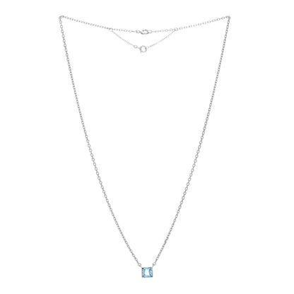 Cartier 18K White Gold Aquamarine Tank Pendant Necklace 2 of 4
