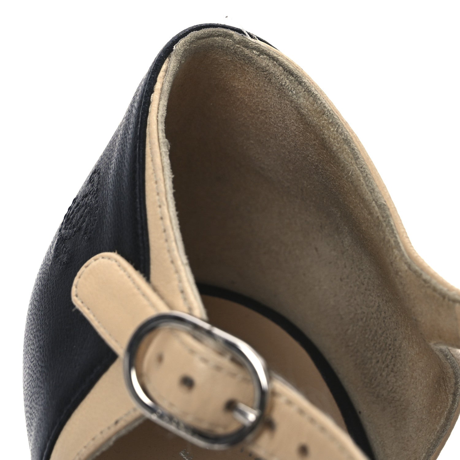 Chanel Lambskin Peep Toe Sandals 39 Beige Black 13 of 15