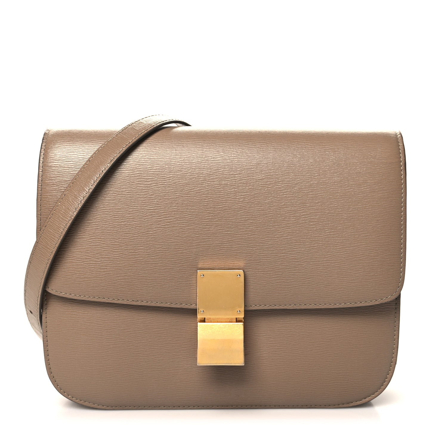 Liege Calfskin Medium Classic Box Flap Bag Taupe