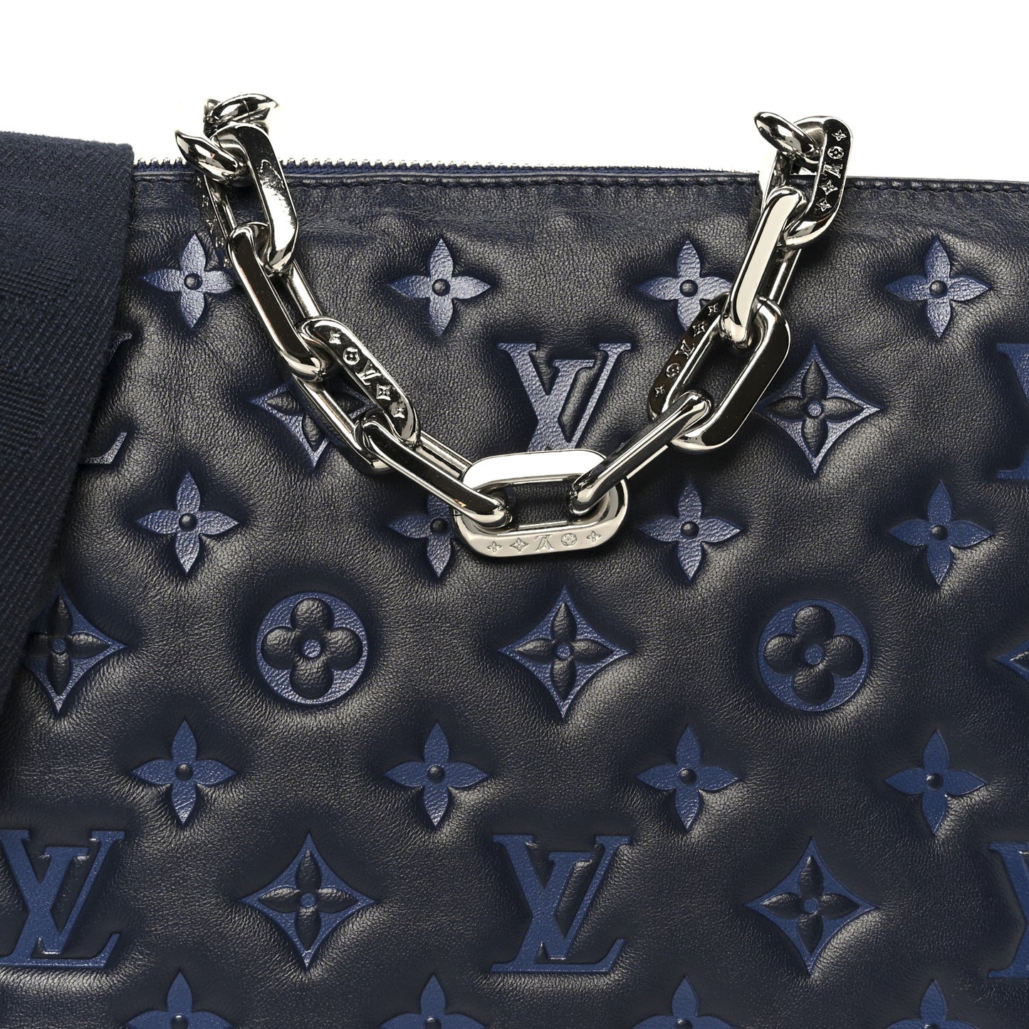 Lambskin Embossed Monogram Coussin PM Navy