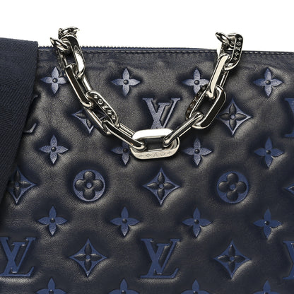 Louis Vuitton Lambskin Embossed Monogram Coussin PM Navy 9 of 11