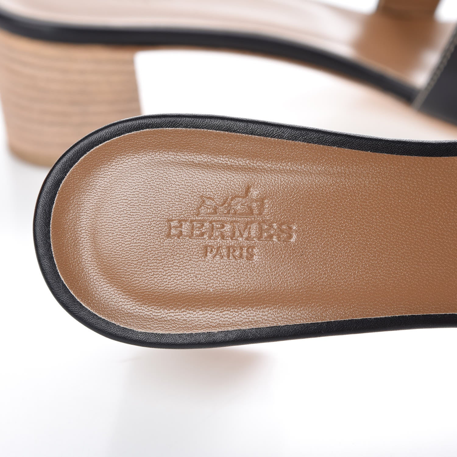 Hermes Calfskin Oasis Sandals 37.5 Black 6 of 11
