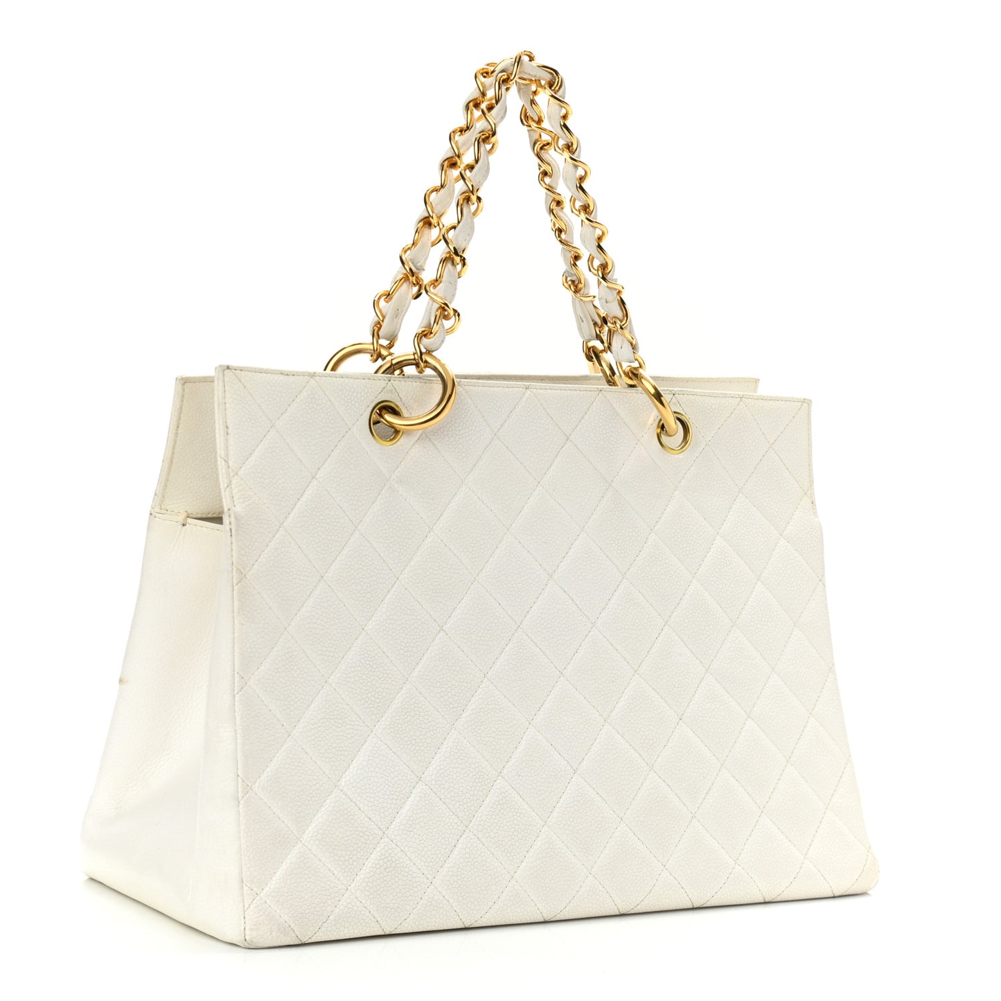 Caviar Quilted CC Tote White