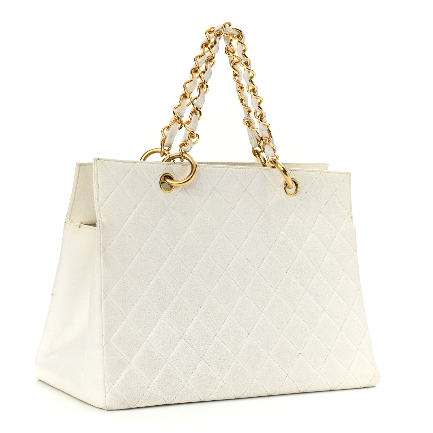Chanel Caviar Quilted CC Tote White 3 of 17