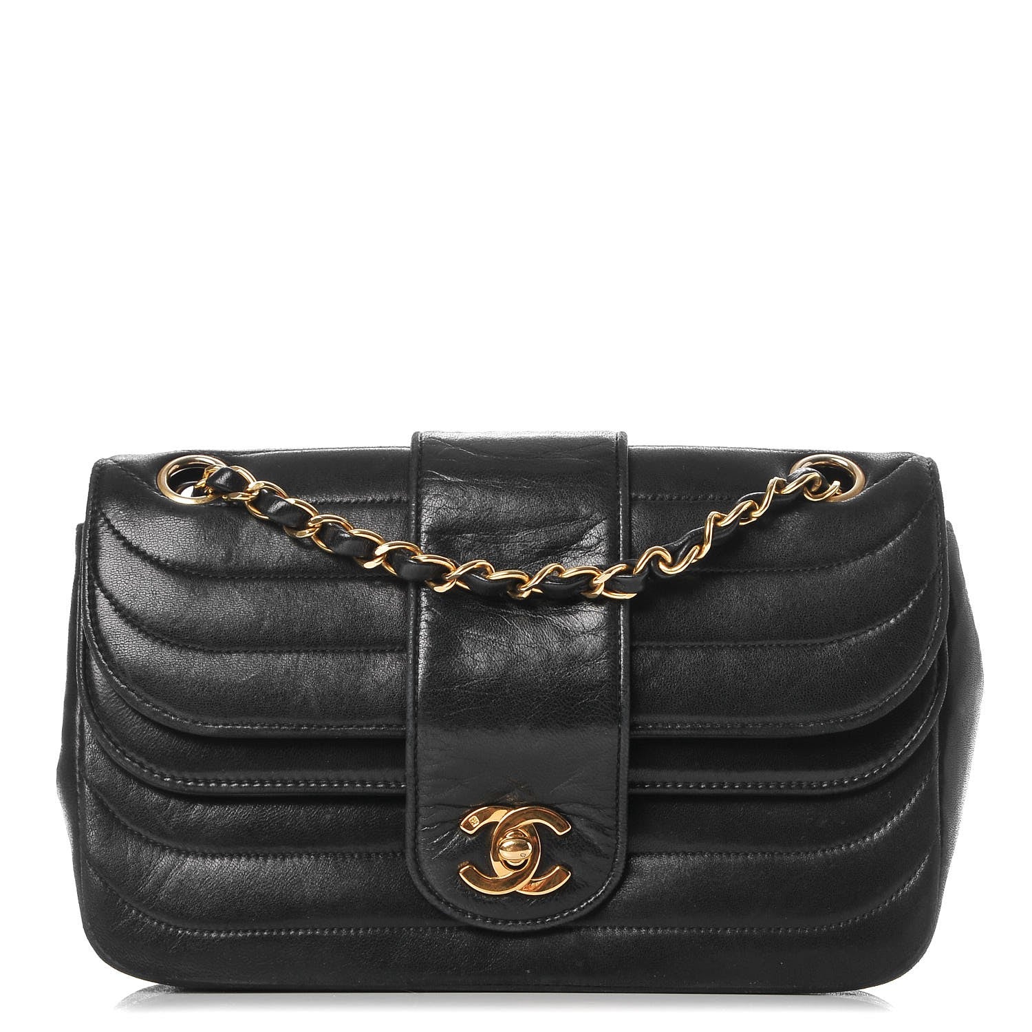 Chanel Lambskin Horizontal Quilted Small Single Flap Navy 1 of 23
