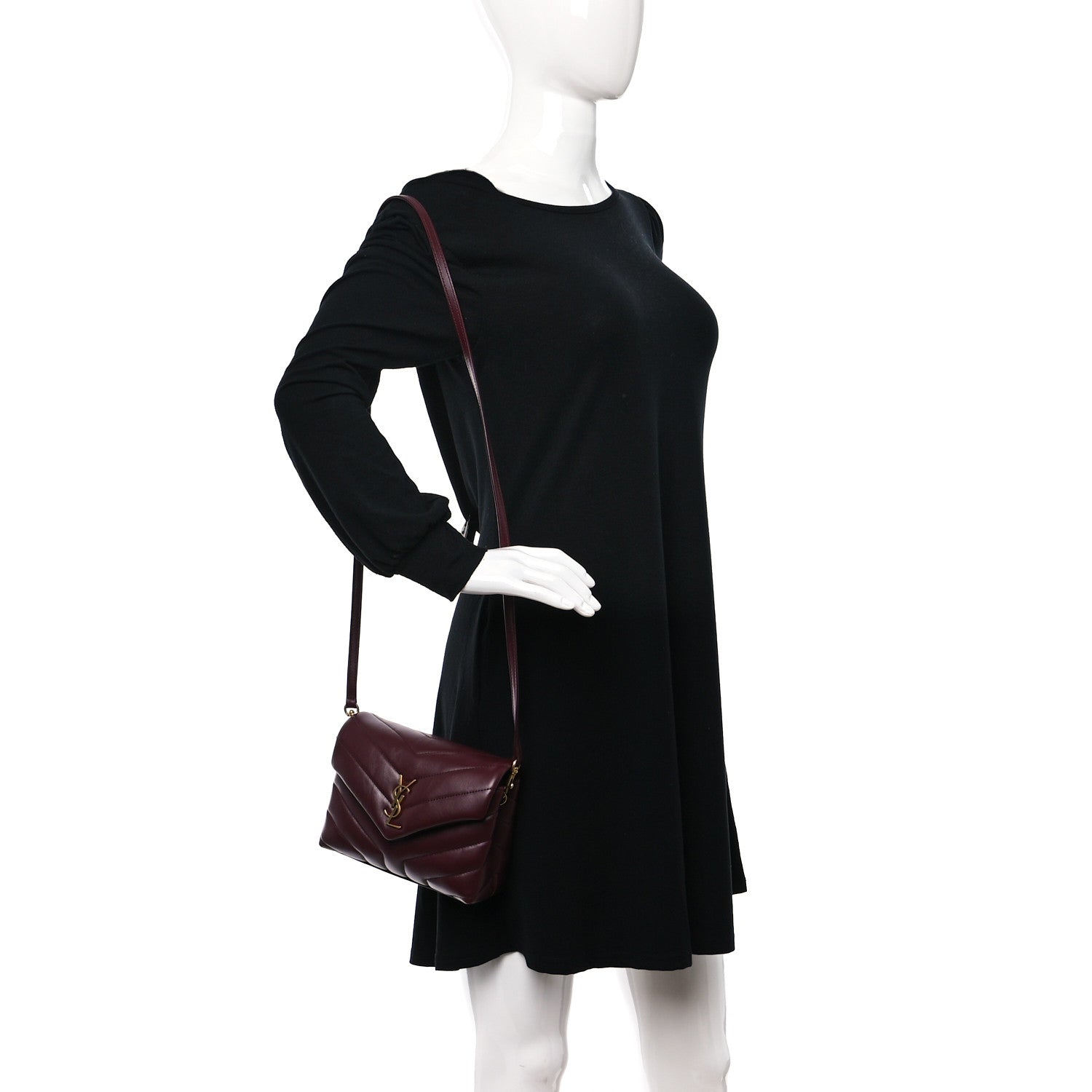 Saint Laurent Calfskin Y Quilted Monogram Toy Loulou Monogram Crossbody Bag Rouge Legion 2 of 12