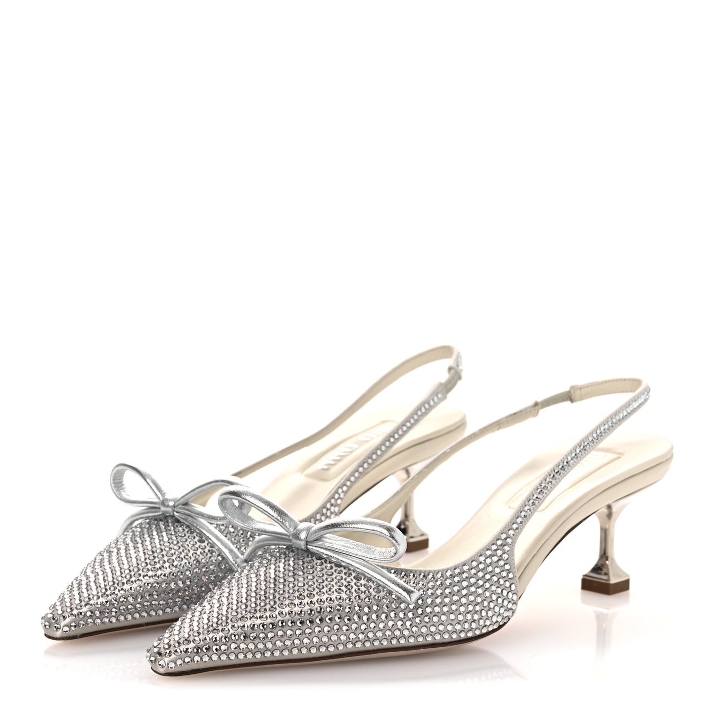 Satin Crystal Slingback Pumps 37 Perla