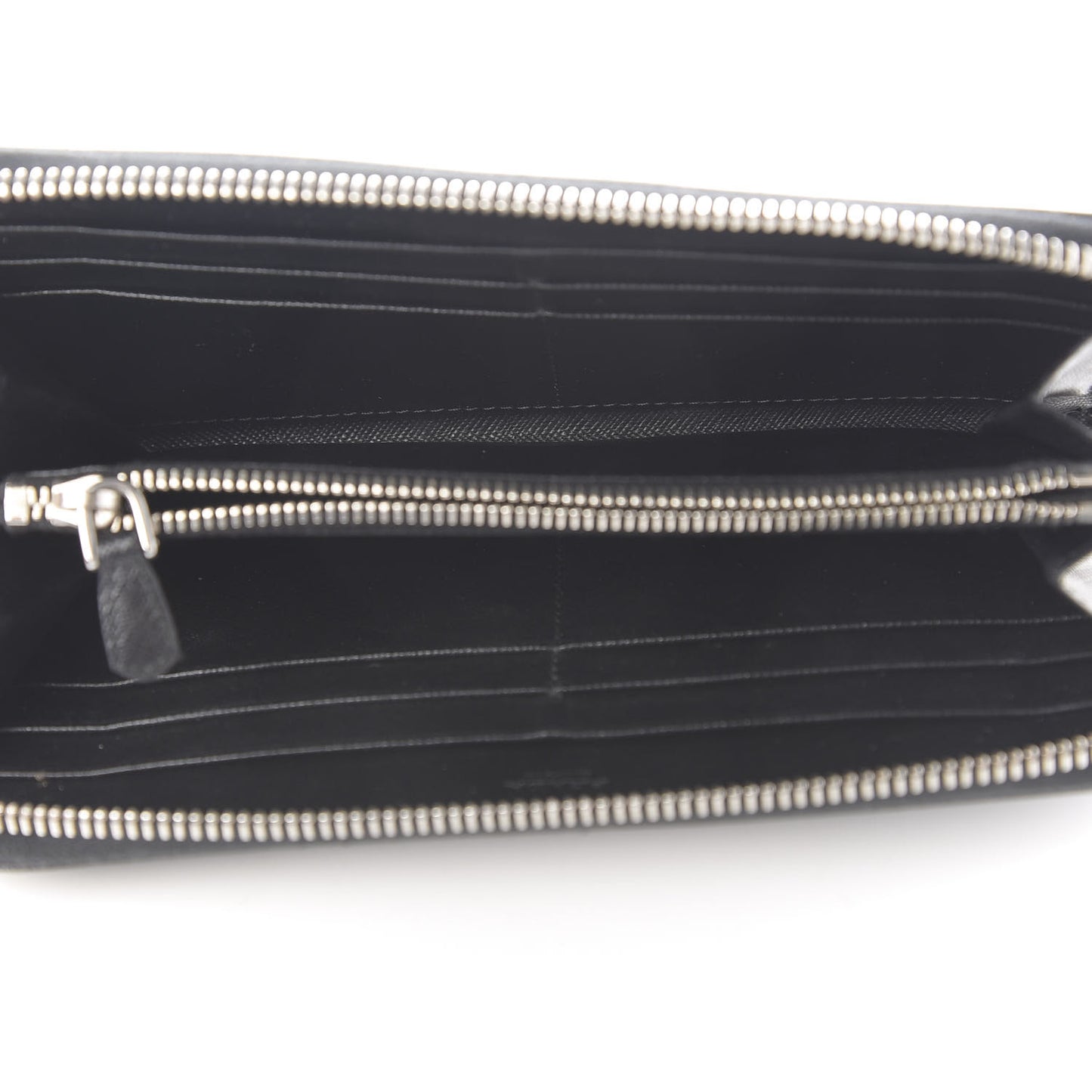 Saffiano Triangle Zip Around Wallet Black