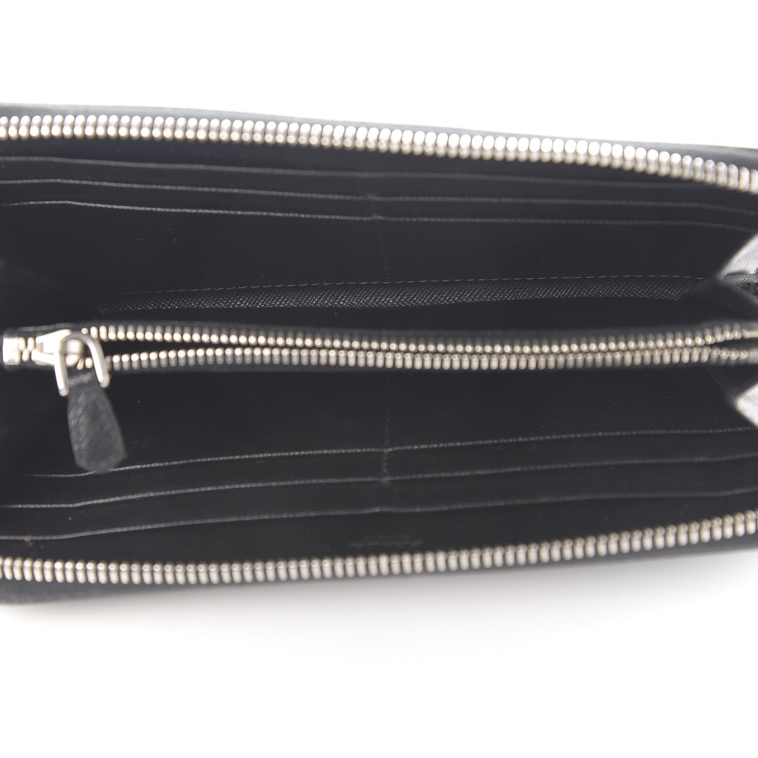Prada Saffiano Triangle Zip Around Wallet Black 5 of 9
