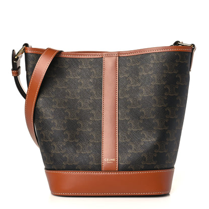 Celine Triomphe Canvas Calfskin Small Bucket Bag Tan 1 of 8