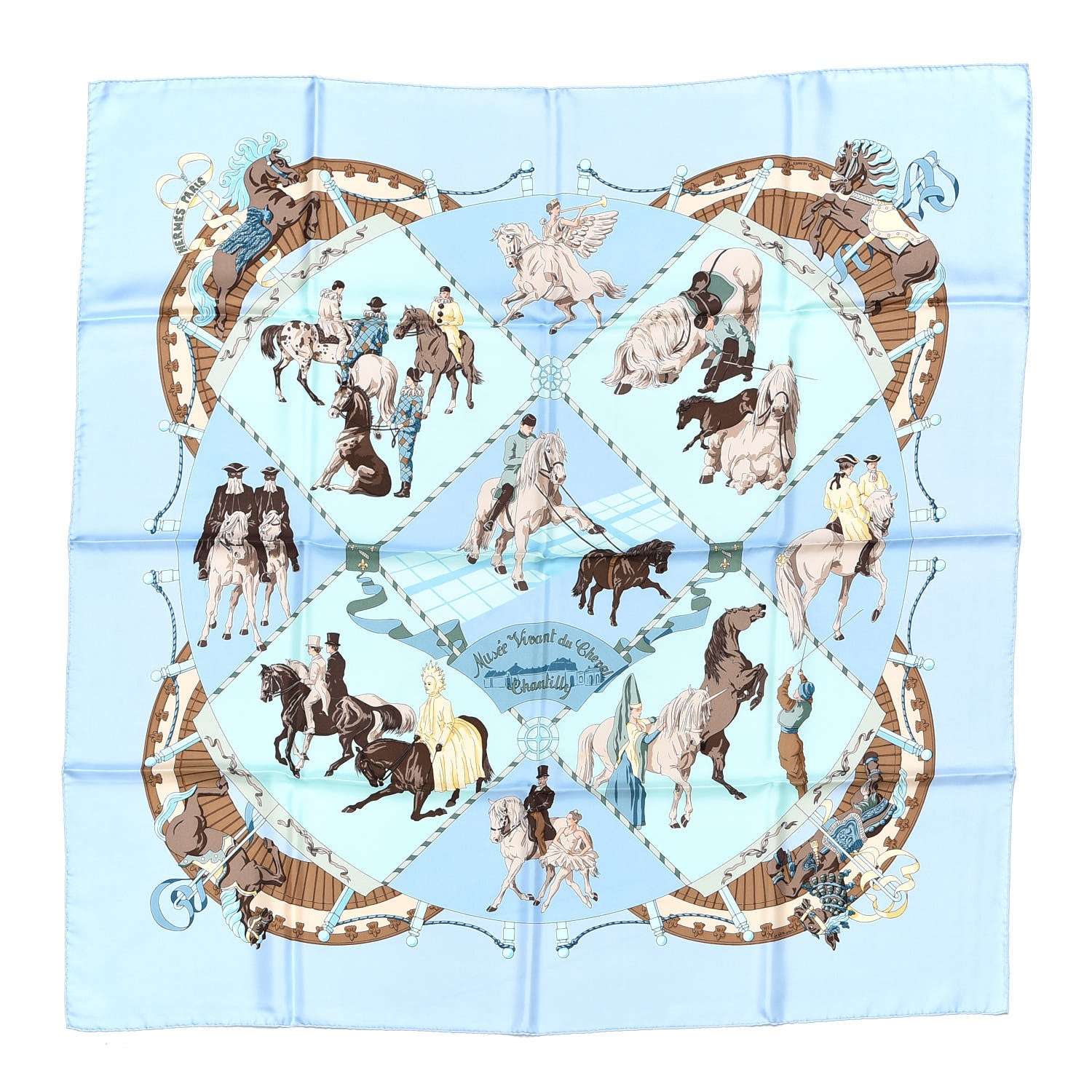 Hermes Silk Musee Vivant du Cheval Chantilly 90 Scarf 1 of 8
