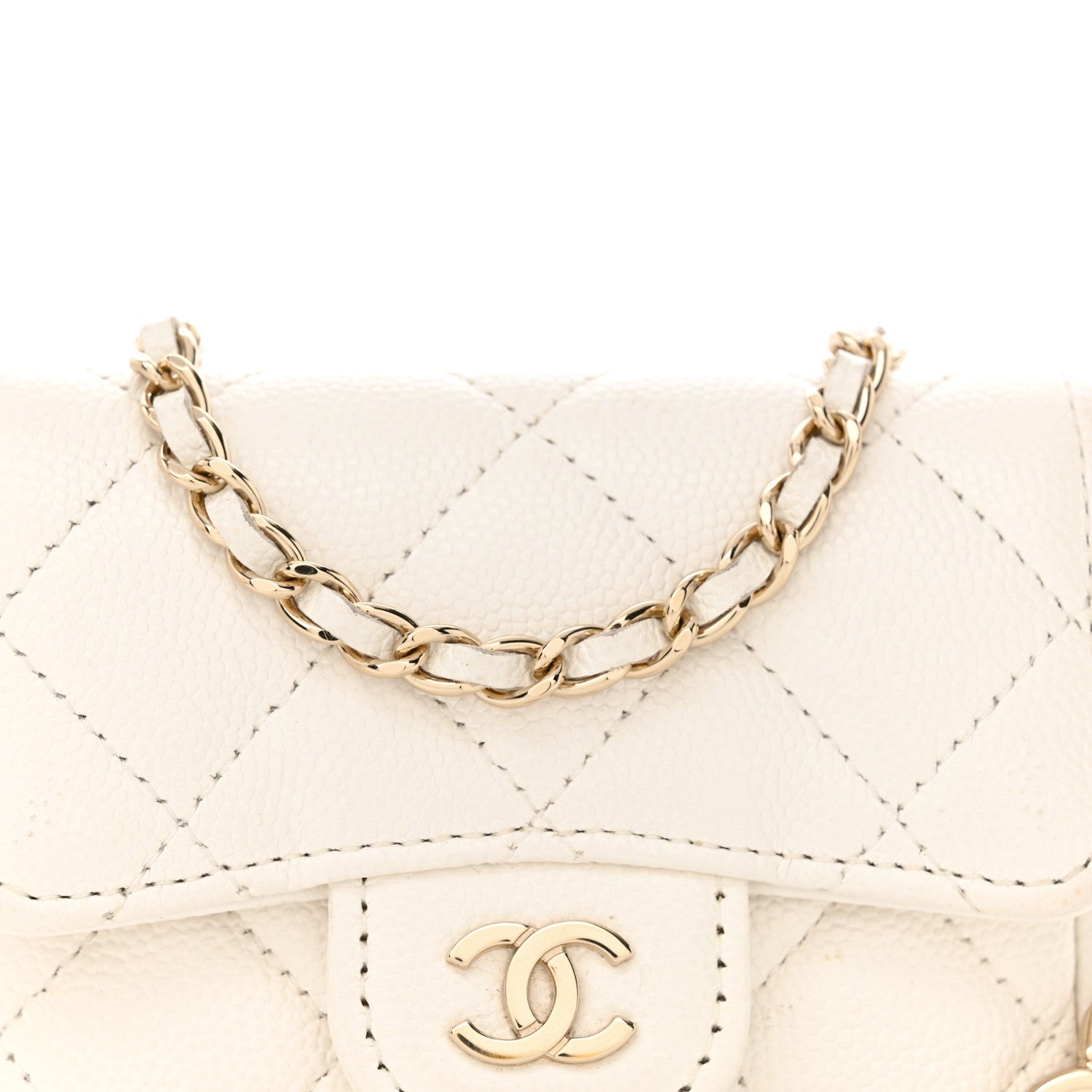 Chanel Caviar Quilted Mini Chain Belt Bag White 9 of 11