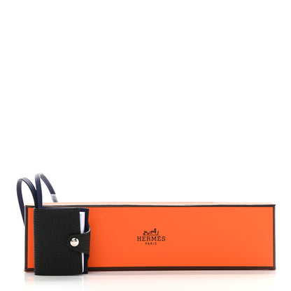 Hermes Togo Swift Verso Ulysse Nano Bag Charm Black Bleu Saphir 4 of 4