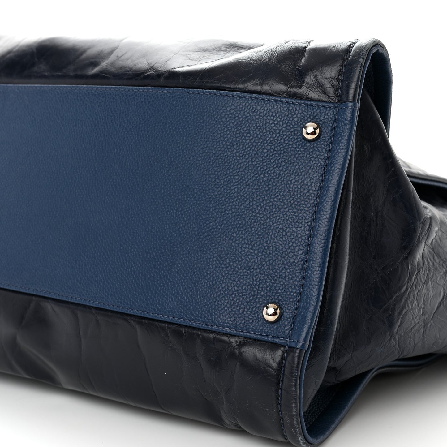 Glazed Calfskin Large Deauville Tote Blue