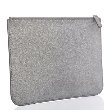 Balenciaga Glitter Calfskin Logo Everyday Pouch M Silver 3 of 13
