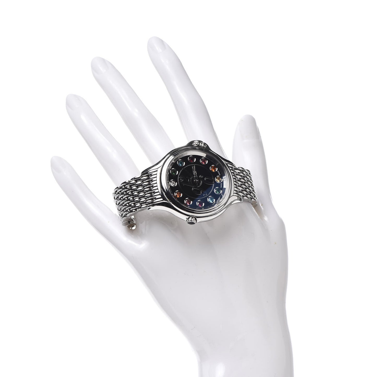 Stainless Steel Diamond Topaz 38mm Crazy Carats Quartz Watch Black