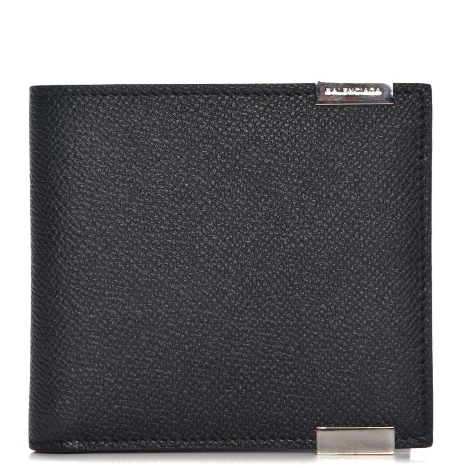 Balenciaga Grained Calfskin Phileas Square Wallet Black 1 of 9