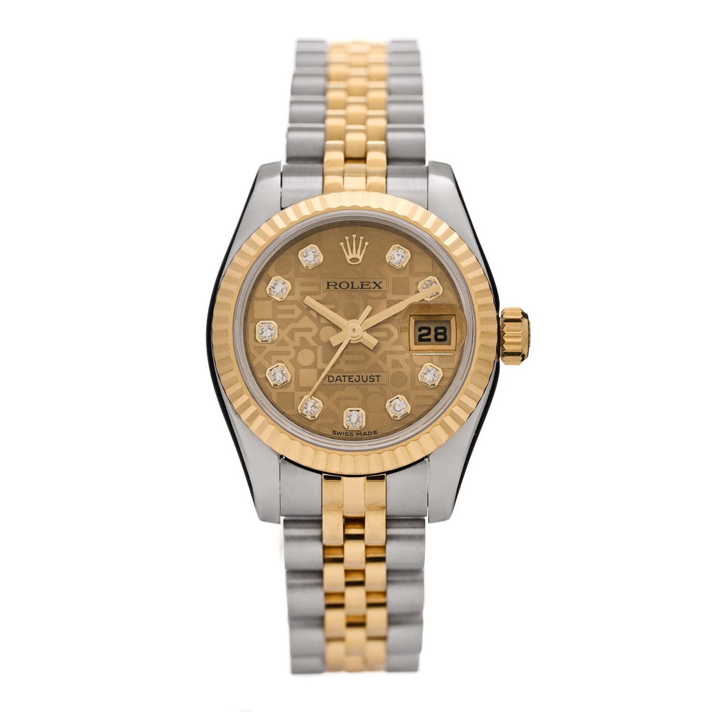 Stainless Steel 18K Yellow Gold Diamond 26mm Oyster Perpetual Datejust Watch Champagne Jubilee 179173