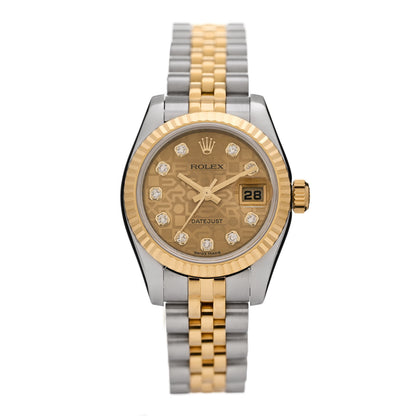 Rolex Stainless Steel 18K Yellow Gold Diamond 26mm Oyster Perpetual Datejust Watch Champagne Jubilee 179173 1 of 4