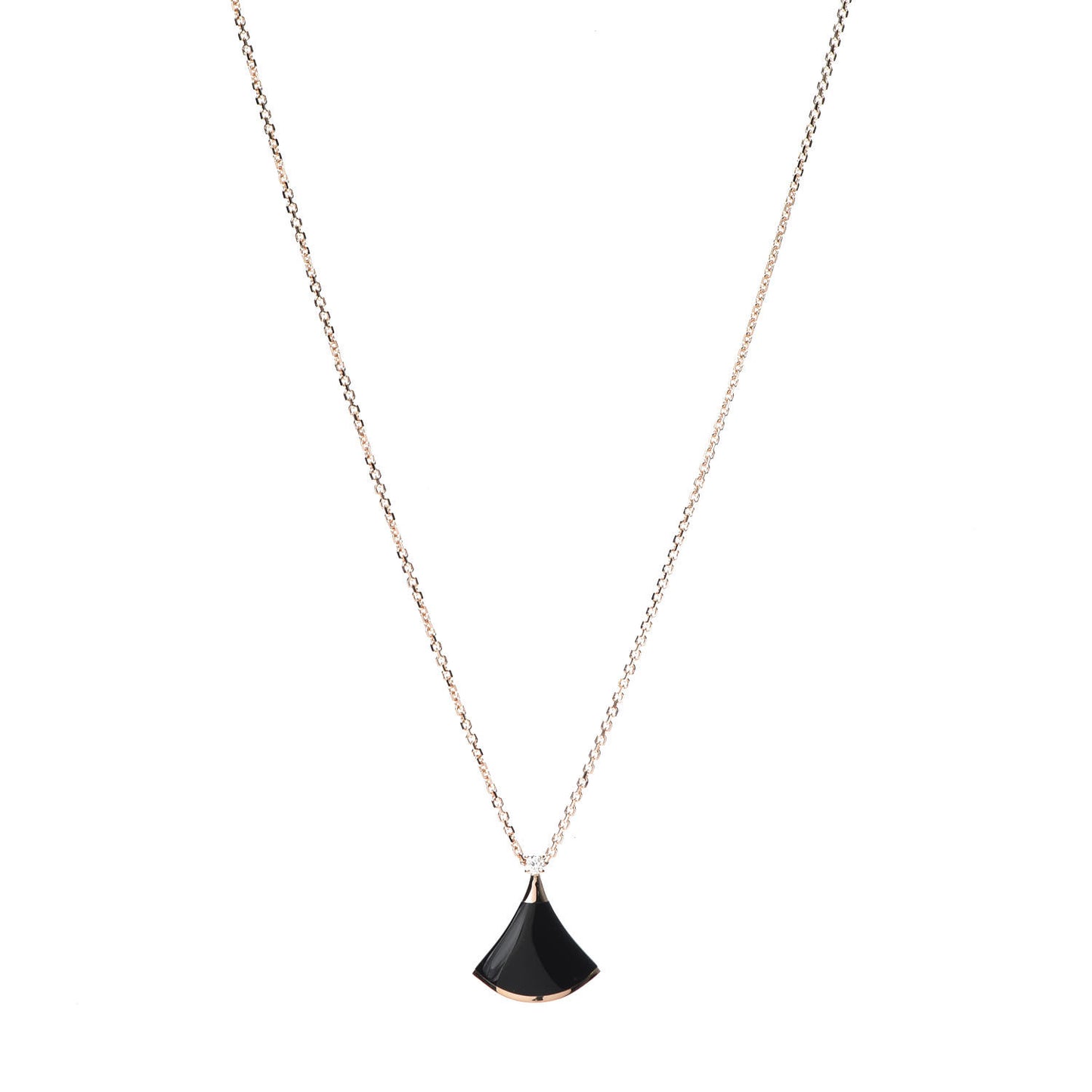 18K Rose Gold Diamond Black Onyx Divas' Dream Pendant Necklace