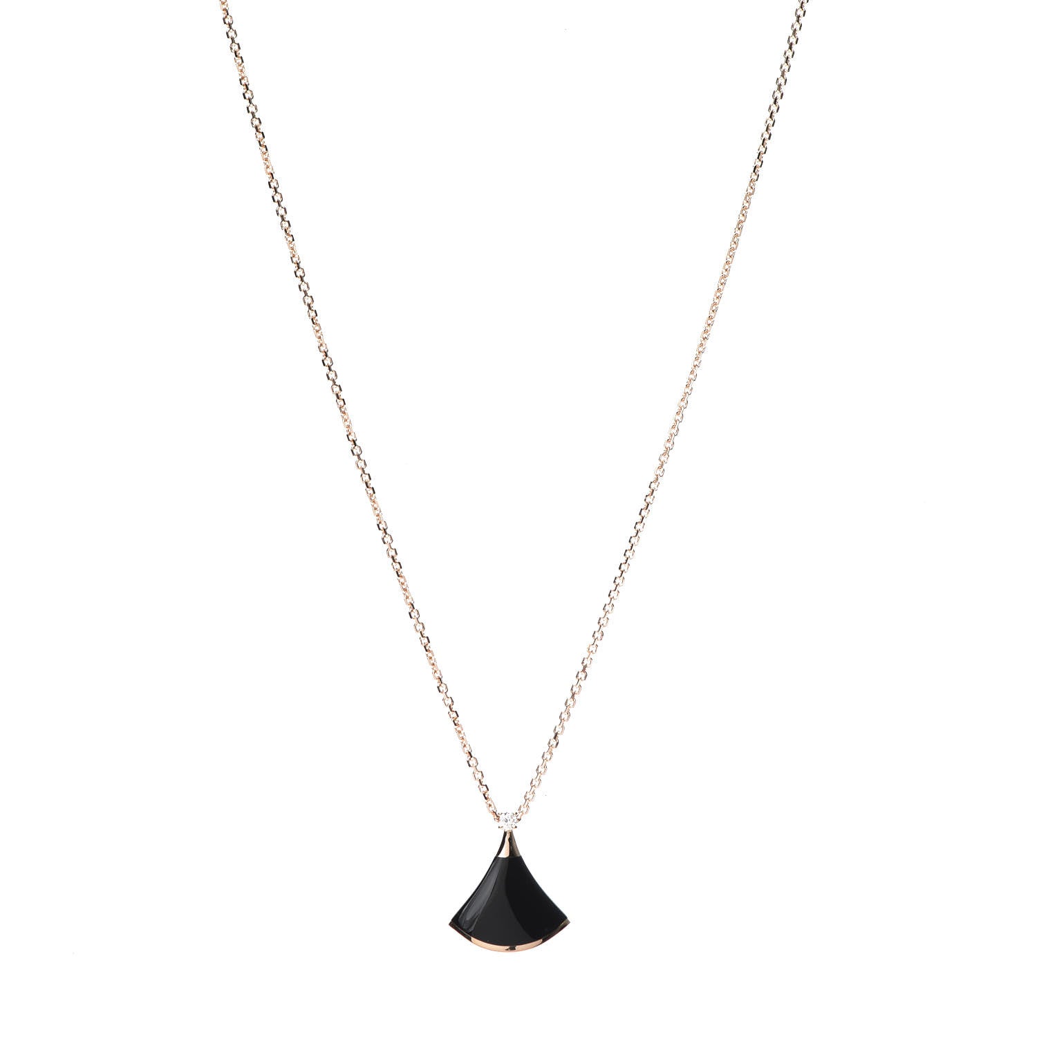 Bulgari 18K Rose Gold Diamond Black Onyx Divas' Dream Pendant Necklace 1 of 6