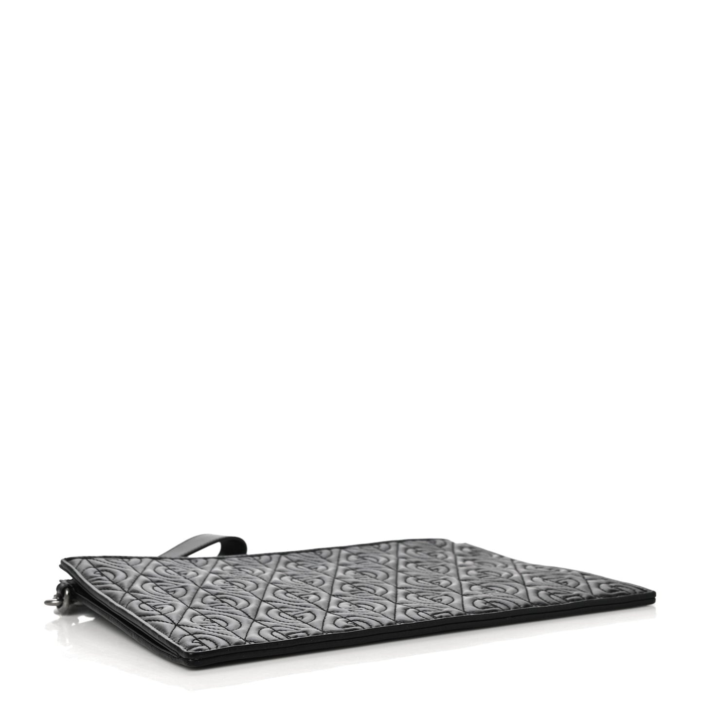 Calfskin G Rhombus Quilted Documents Holder Black