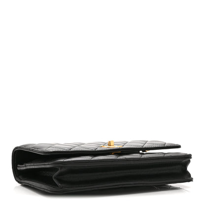 Chanel Shiny Lambskin Quilted CC Turnlock Chic Pearl Wallet on Chain WOC  Black 4 of 11