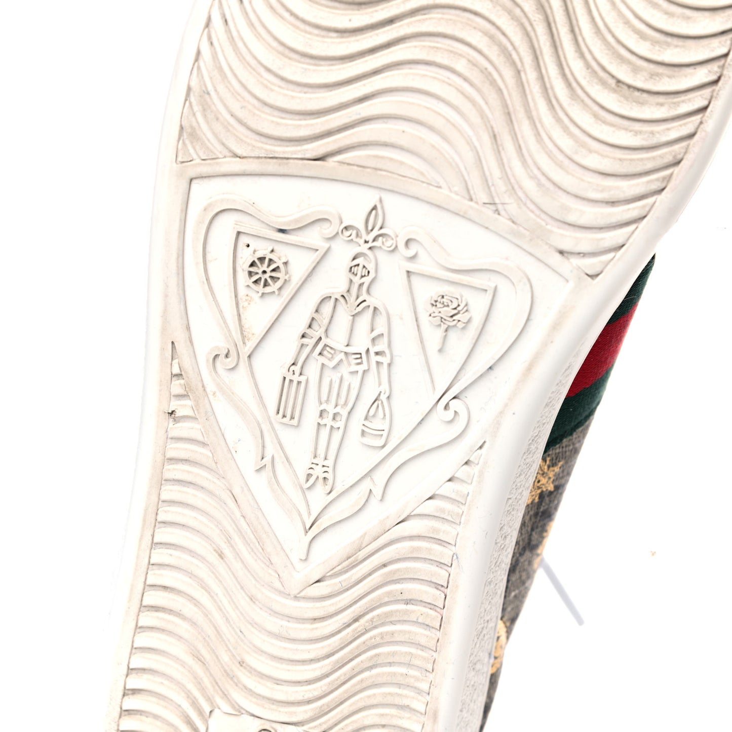 GG Supreme Monogram Bees Ayers Web Womens Ace Sneakers 38.5 Beige Oro Green Red
